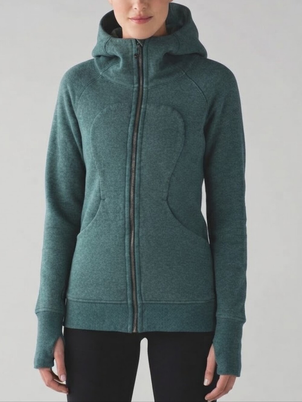 Lululemon Scuba Hoodie Hooded Full Zip Up Sweatshirt Green Cozy Sz 12 Warm Soft